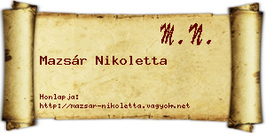 Mazsár Nikoletta névjegykártya